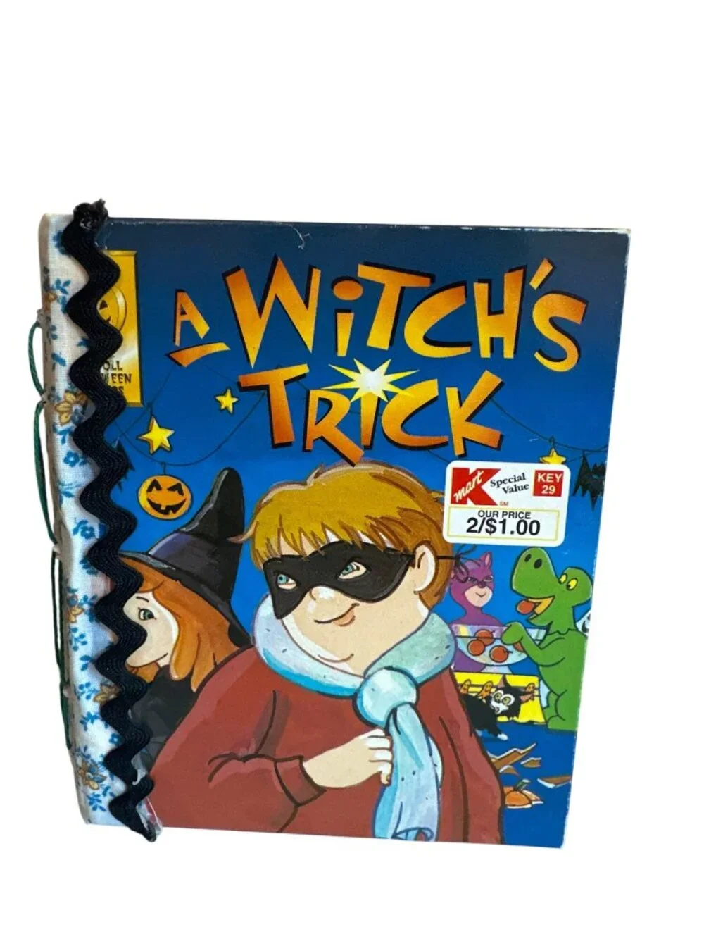 Halloween-Themed Altered Book Journal Mixed Media Art Pages VTG Upcycled